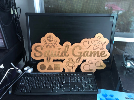 SQUID GAME - Laser Engraving into Real Wood!  For Wall or Room Decoration.