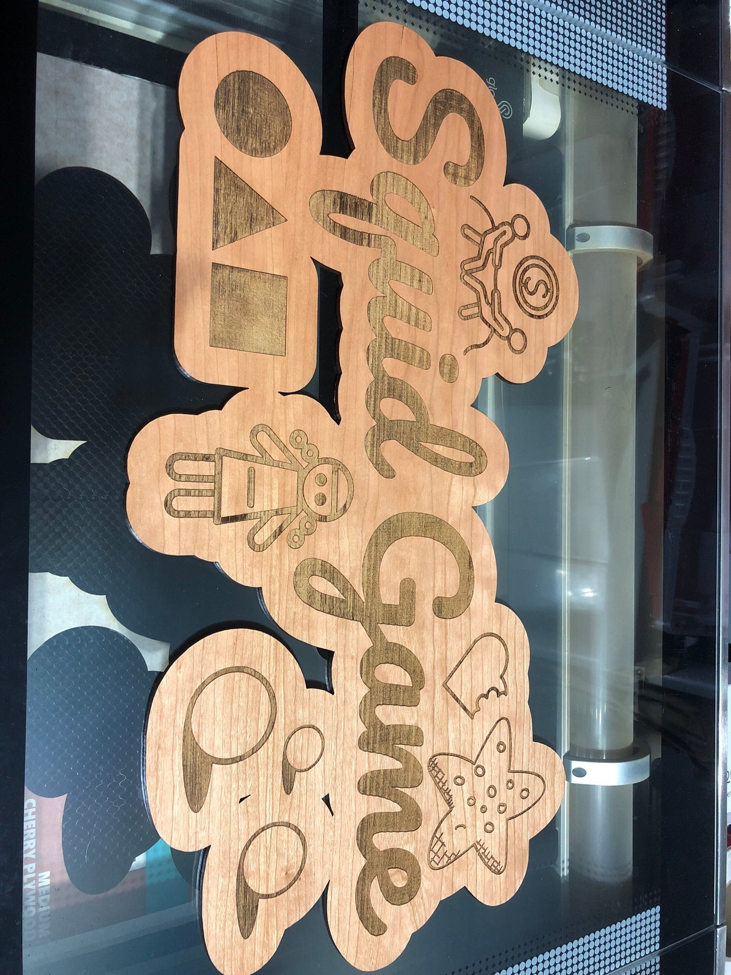 SQUID GAME - Laser Engraving into Real Wood!  For Wall or Room Decoration.