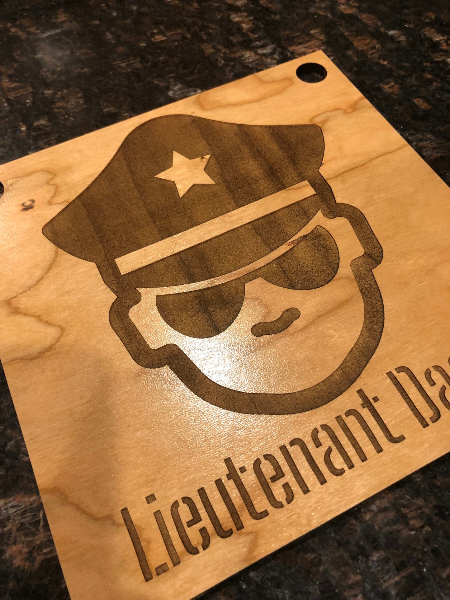 Police - Lieutenant Daddy - Professional Quality Custom Laser Cut Name Plate or badge.  Real wood!