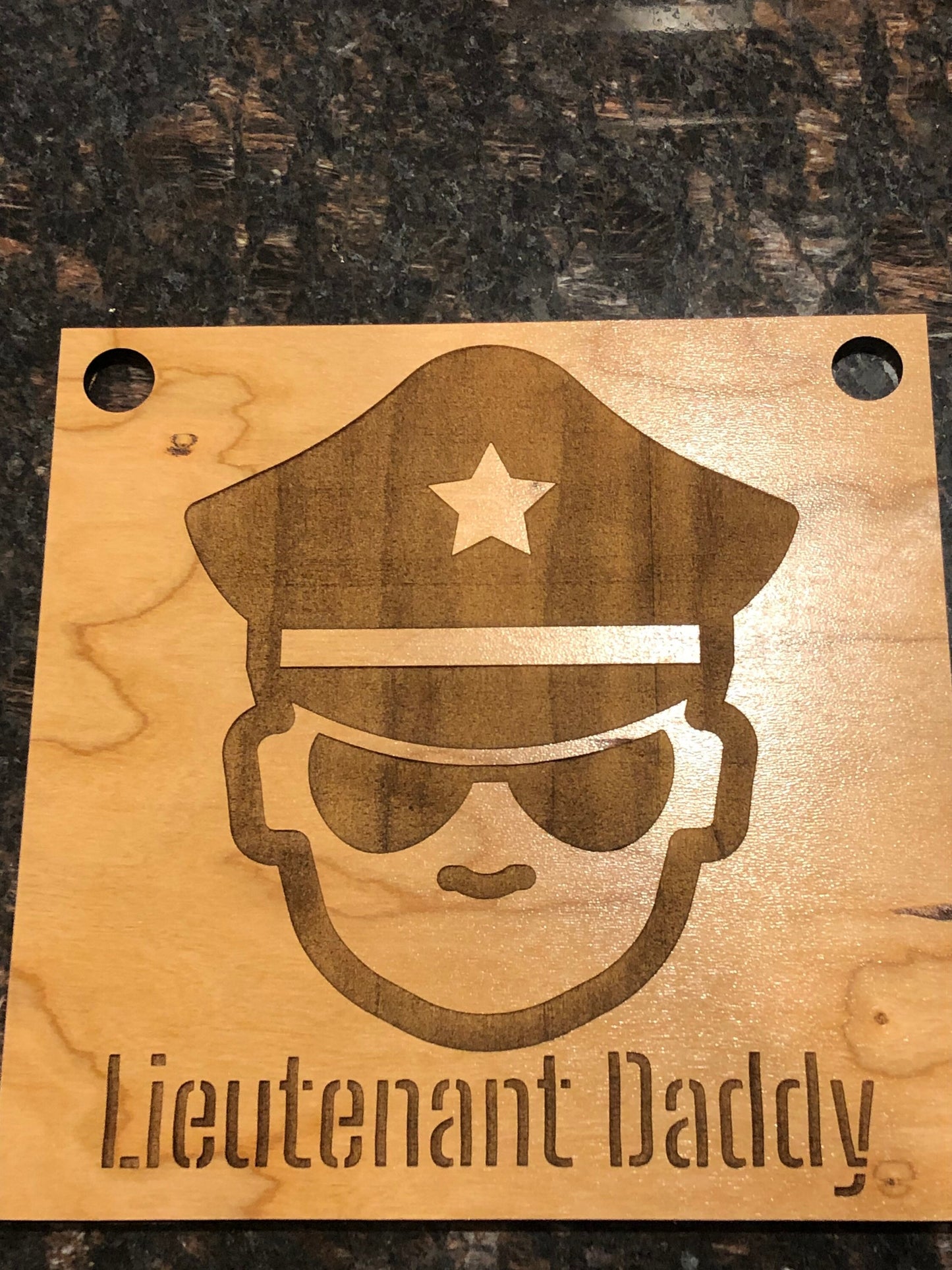 Police - Lieutenant Daddy - Professional Quality Custom Laser Cut Name Plate or badge.  Real wood!