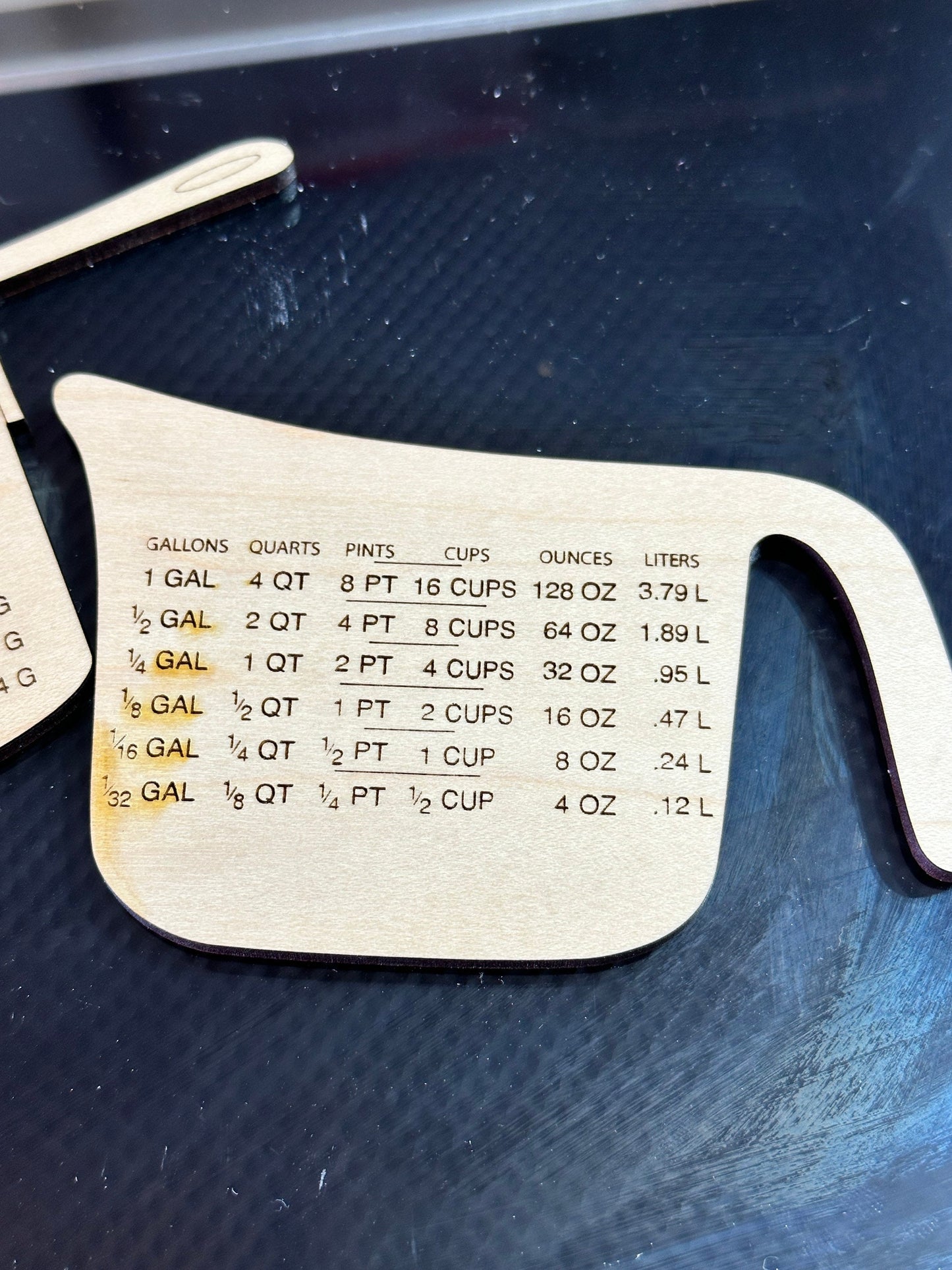 Dry / Liquid (Wet) Cooking Conversion Tables - Professional Quality Custom Laser Cut.  Real wood!