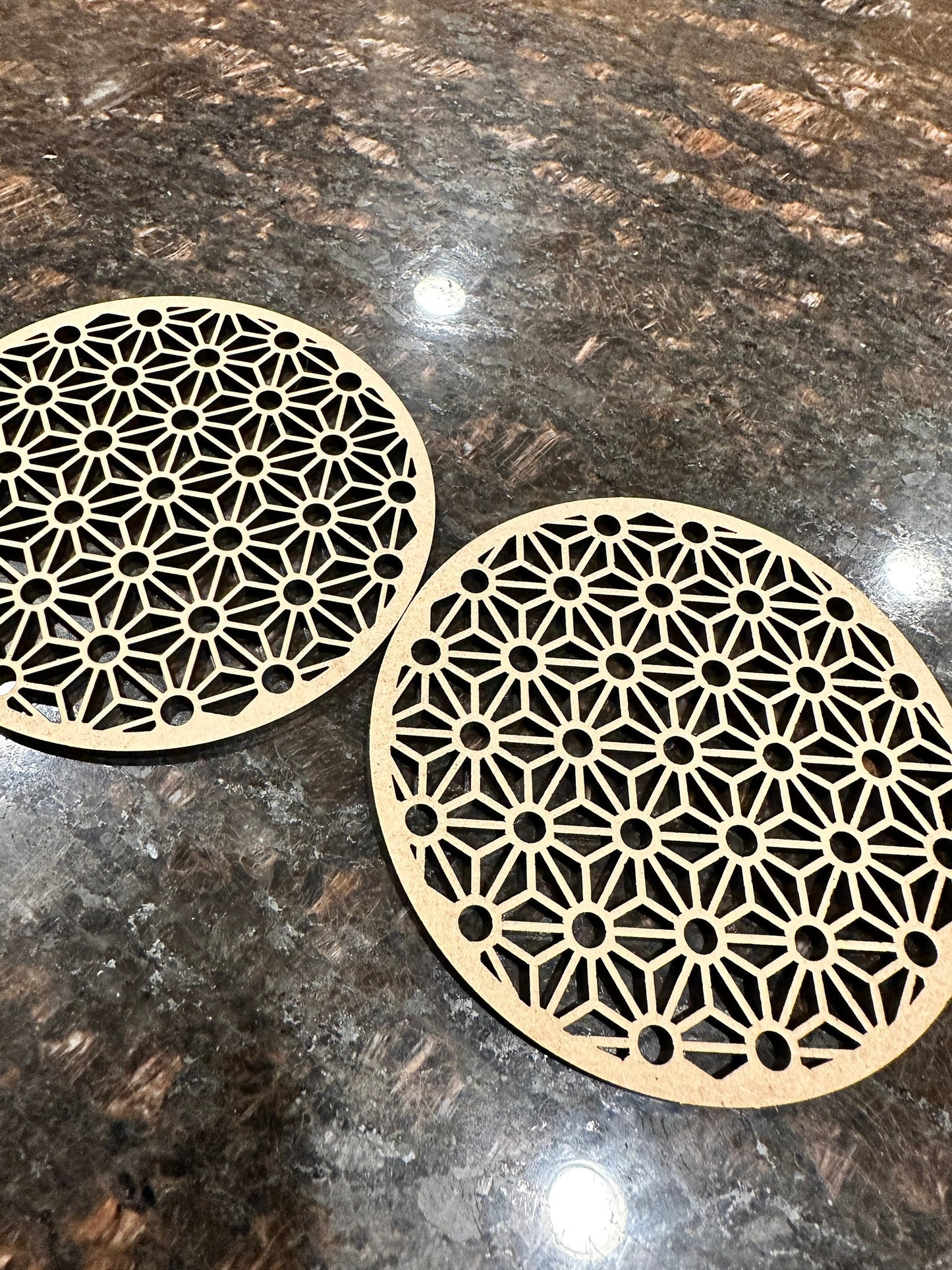 4x Drink Coasters  - Lux cut - Professional Quality Custom Laser Cut.  Real wood, acrylic or green glass.