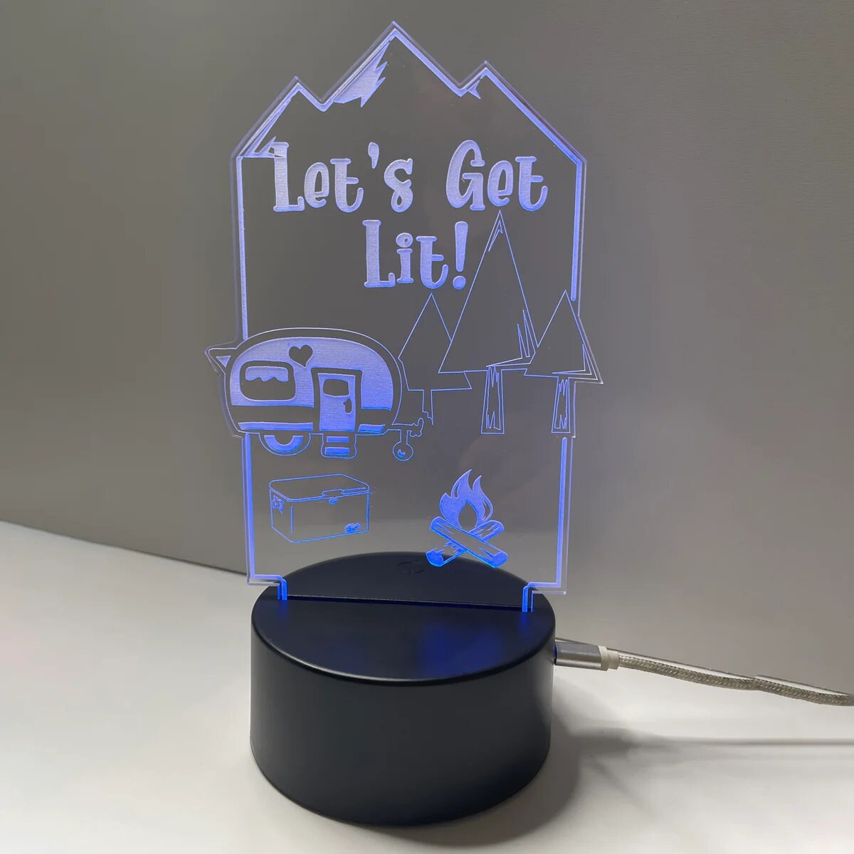 Camping Night Light Or  - Completely Customizable  - Professional Quality Custom Laser Cut Acrylics