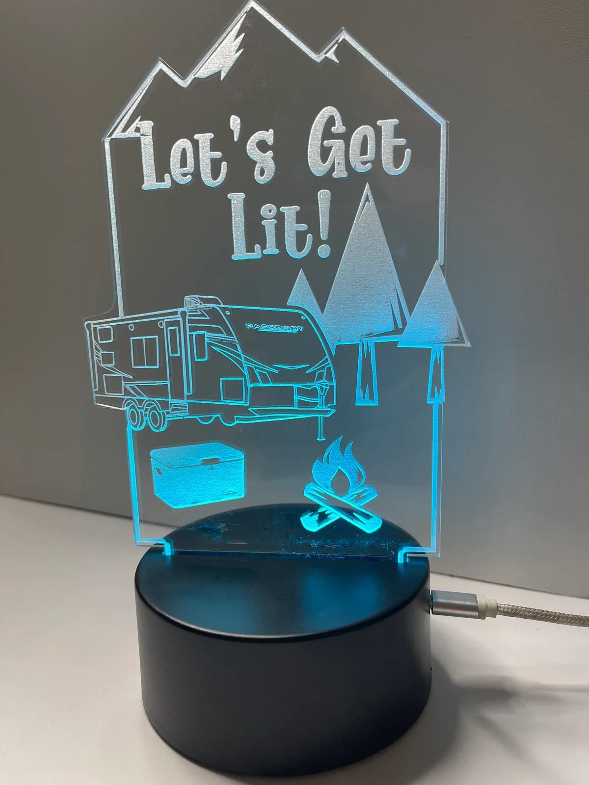 Camping Night Light Or  - Completely Customizable  - Professional Quality Custom Laser Cut Acrylics