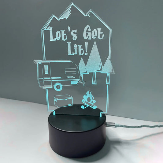 Camping Night Light Or  - Completely Customizable  - Professional Quality Custom Laser Cut Acrylics