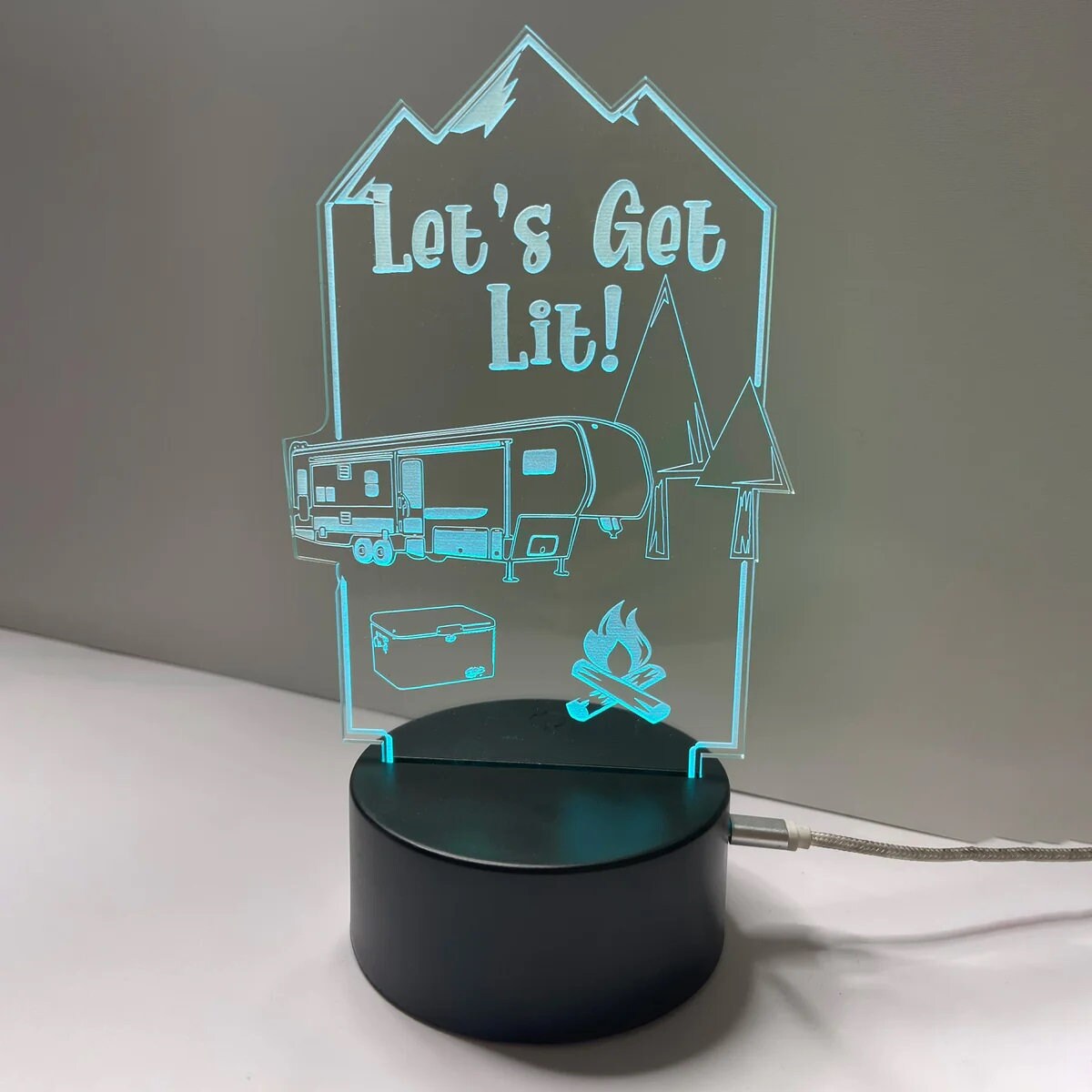 Camping Night Light Or  - Completely Customizable  - Professional Quality Custom Laser Cut Acrylics