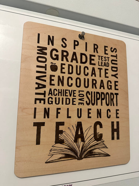 NEW ITEM - Teacher Appreciation - Professional Quality Custom Laser Cut.  Real wood, acrylic or green glass.