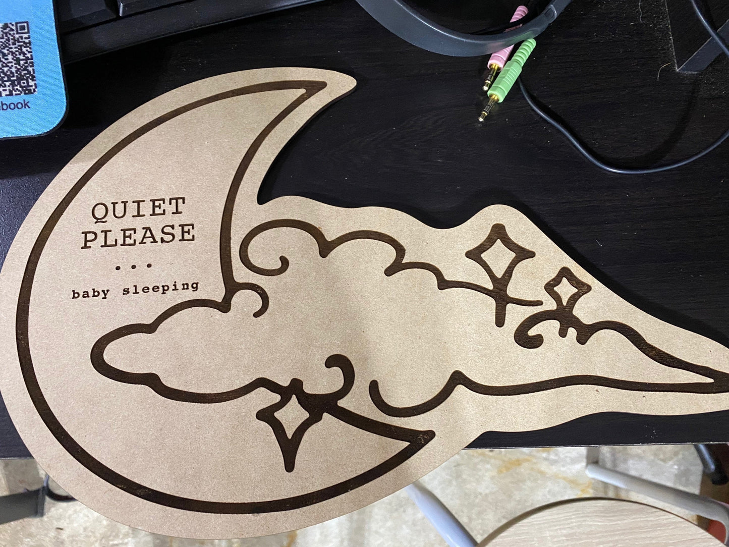 Laser Cut - FULL WOOD - Baby Sleeping Sign : Shape the Moon