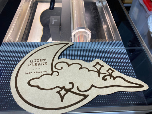 Laser Cut - FULL WOOD - Baby Sleeping Sign : Shape the Moon