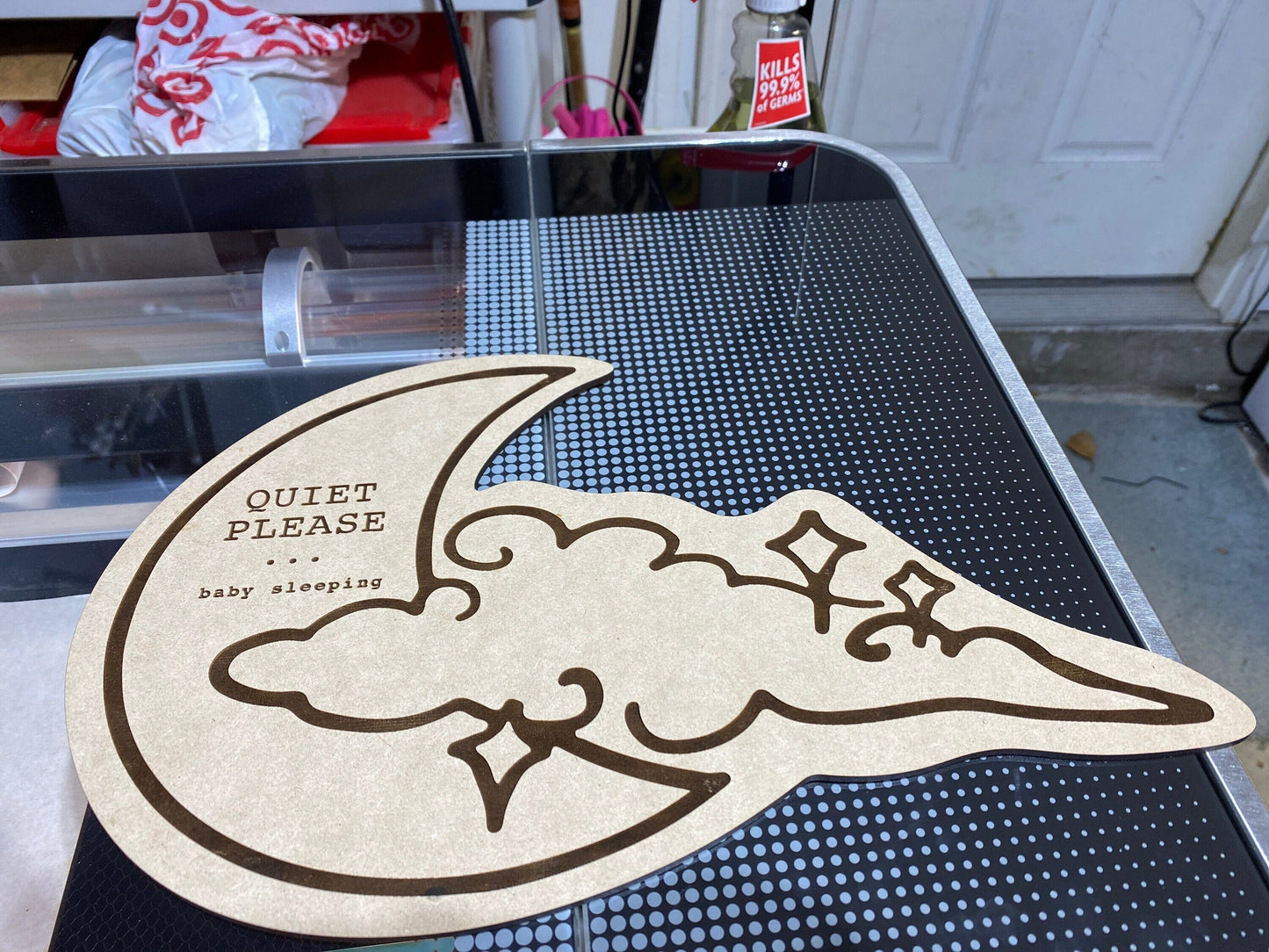 Laser Cut - FULL WOOD - Baby Sleeping Sign : Shape the Moon